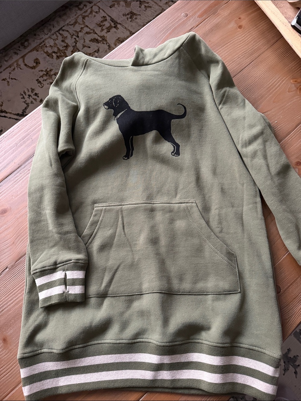 The Black Dog Olive Green Dog-Print Pullover Dress - Pet Lovers' Casual Wear